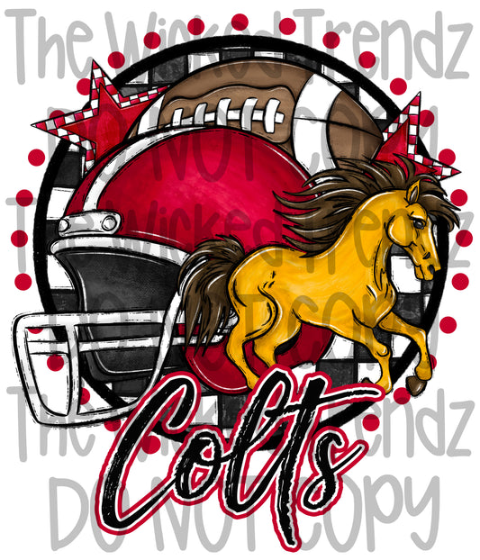 Red Colts Football Mascot Digital Design