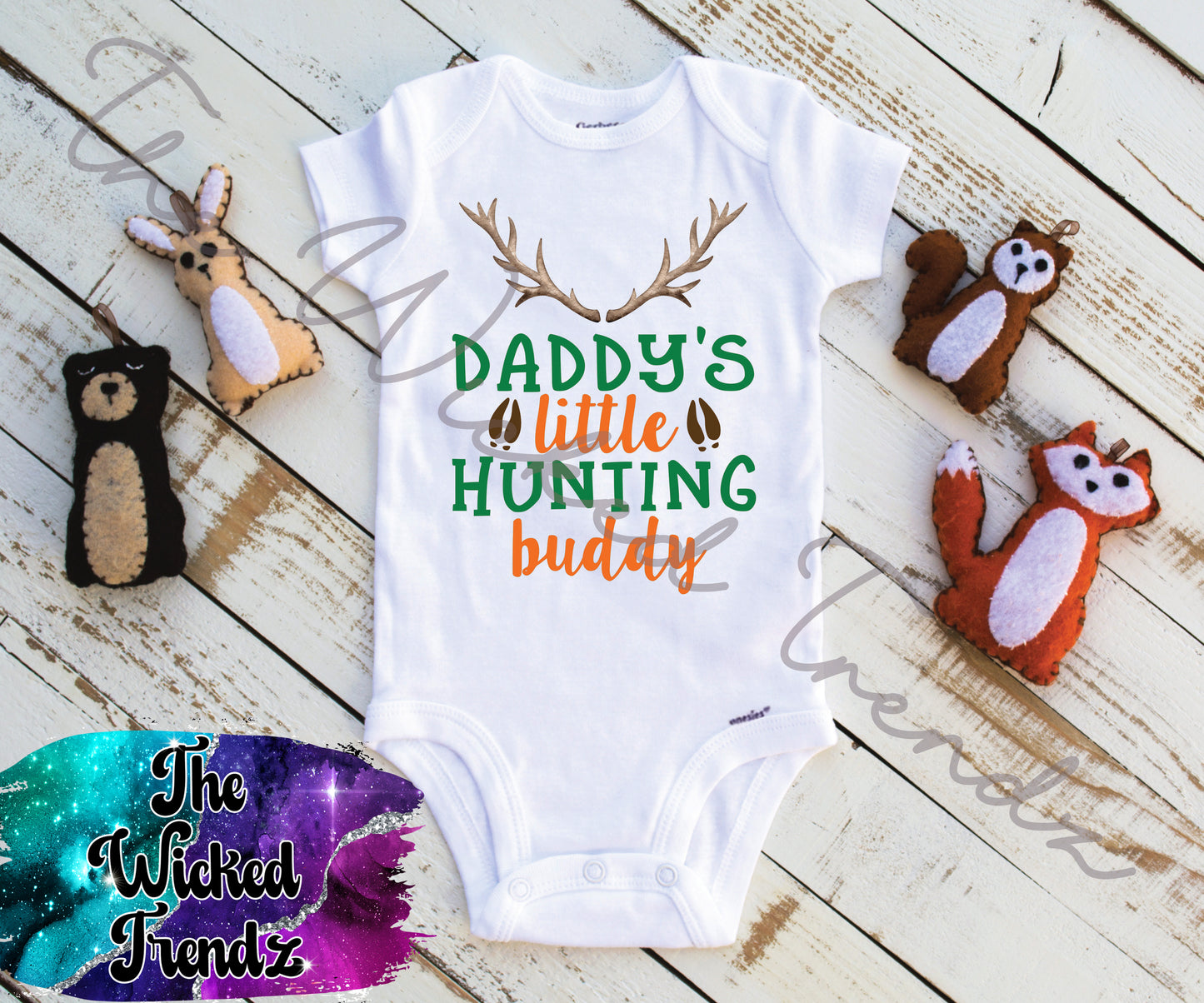 Baby Onesie© Daddy's Little Hunting Buddy Hunter Deer Antlers
