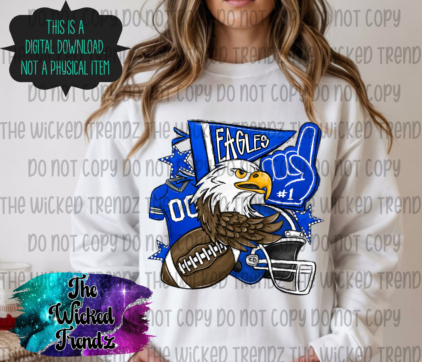 Blue Eagles Football Mascot Digital Design