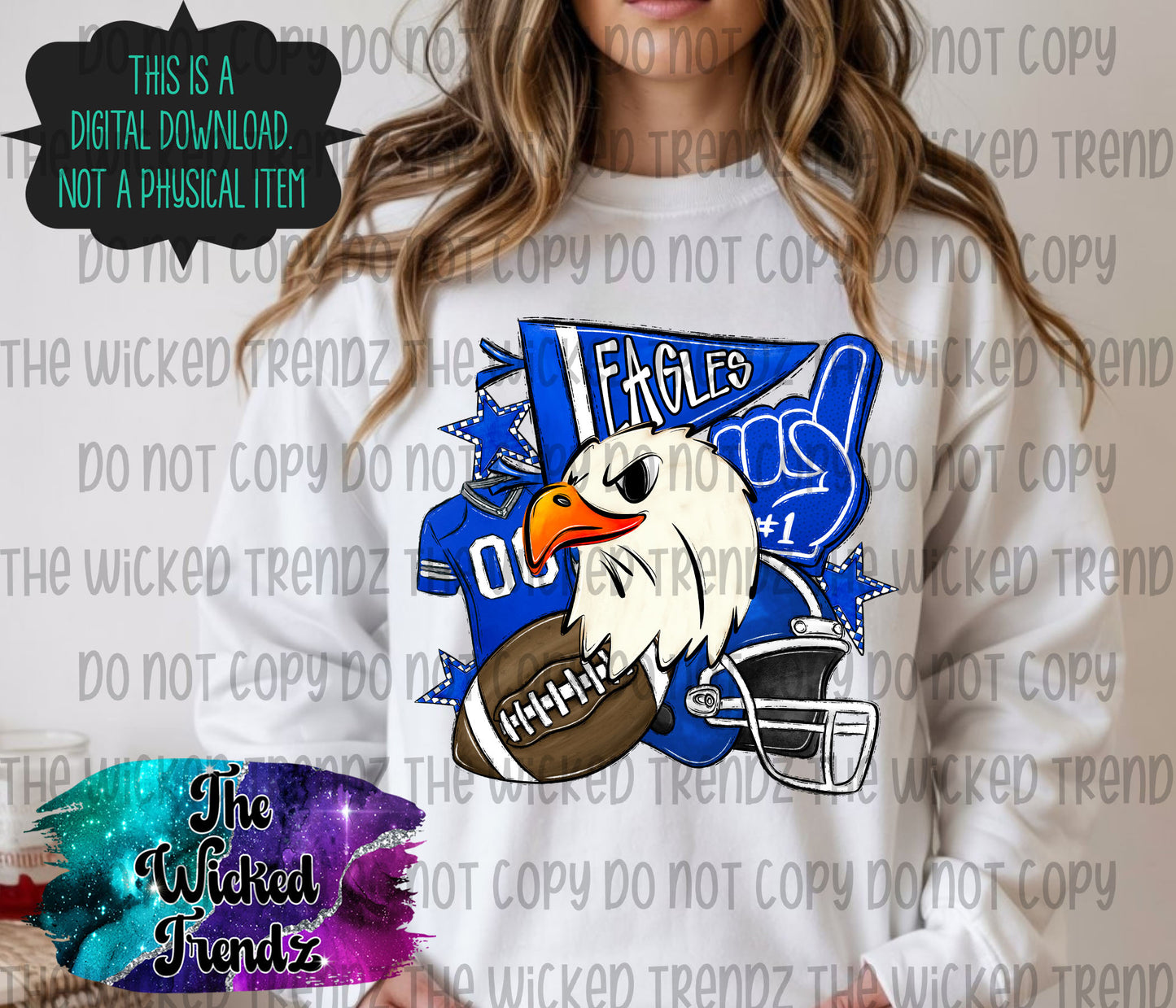 Blue Eagles Football Mascot Digital Design