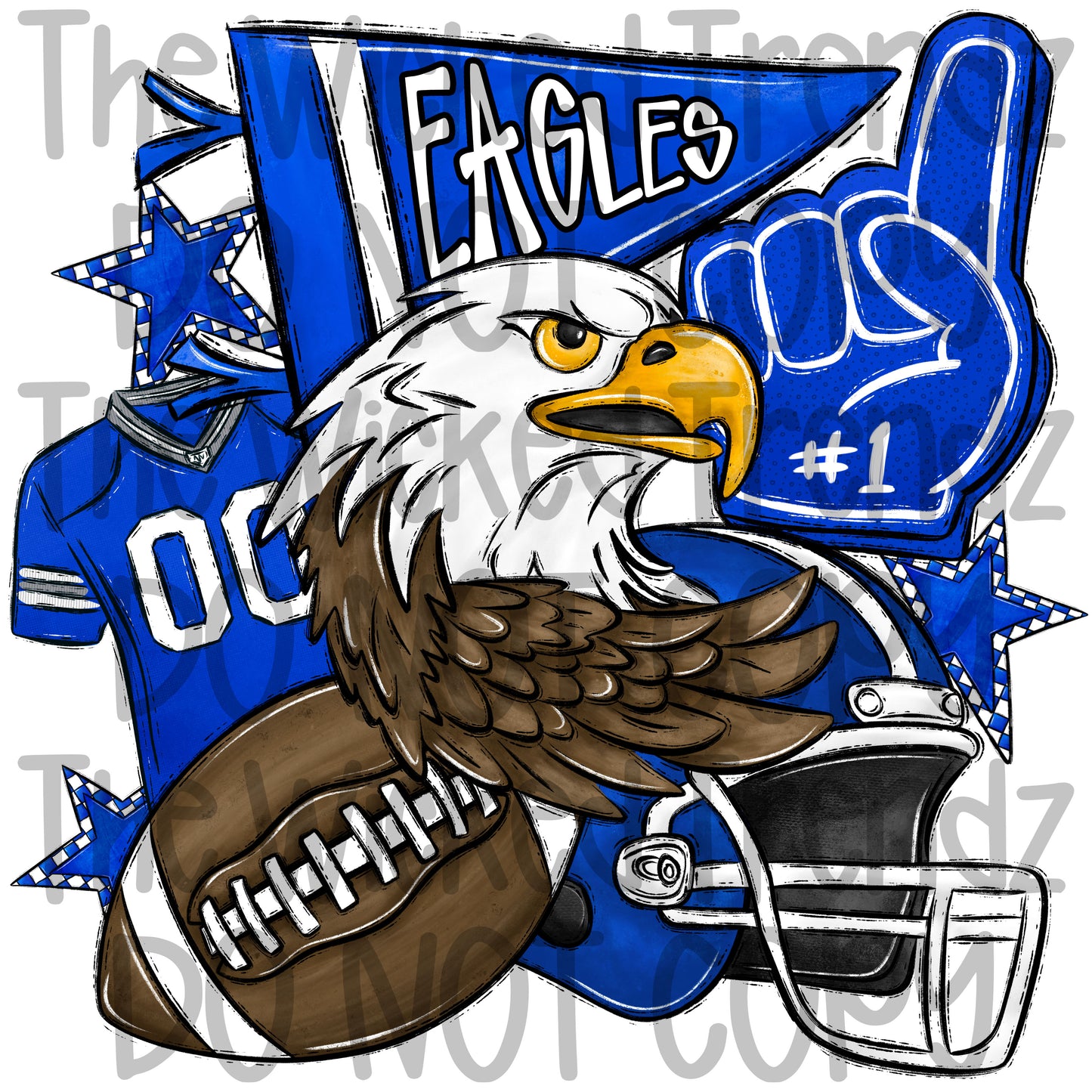 Blue Eagles Football Mascot Digital Design