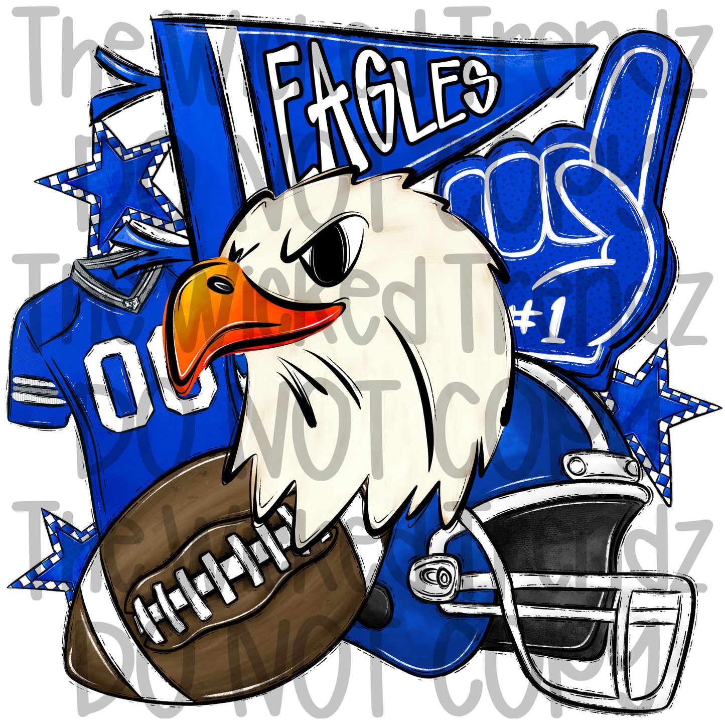Blue Eagles Football Mascot Digital Design