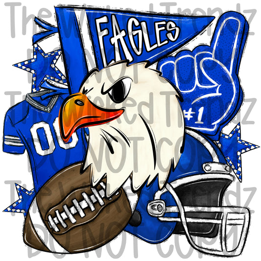 Blue Eagles Football Mascot Digital Design