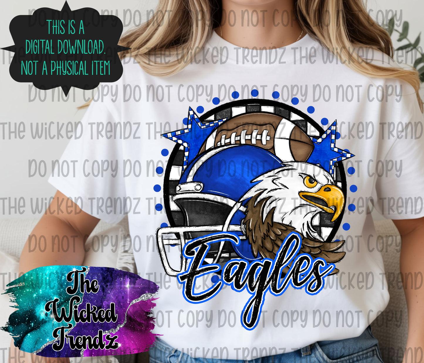 Blue Eagles Football Mascot Digital Design