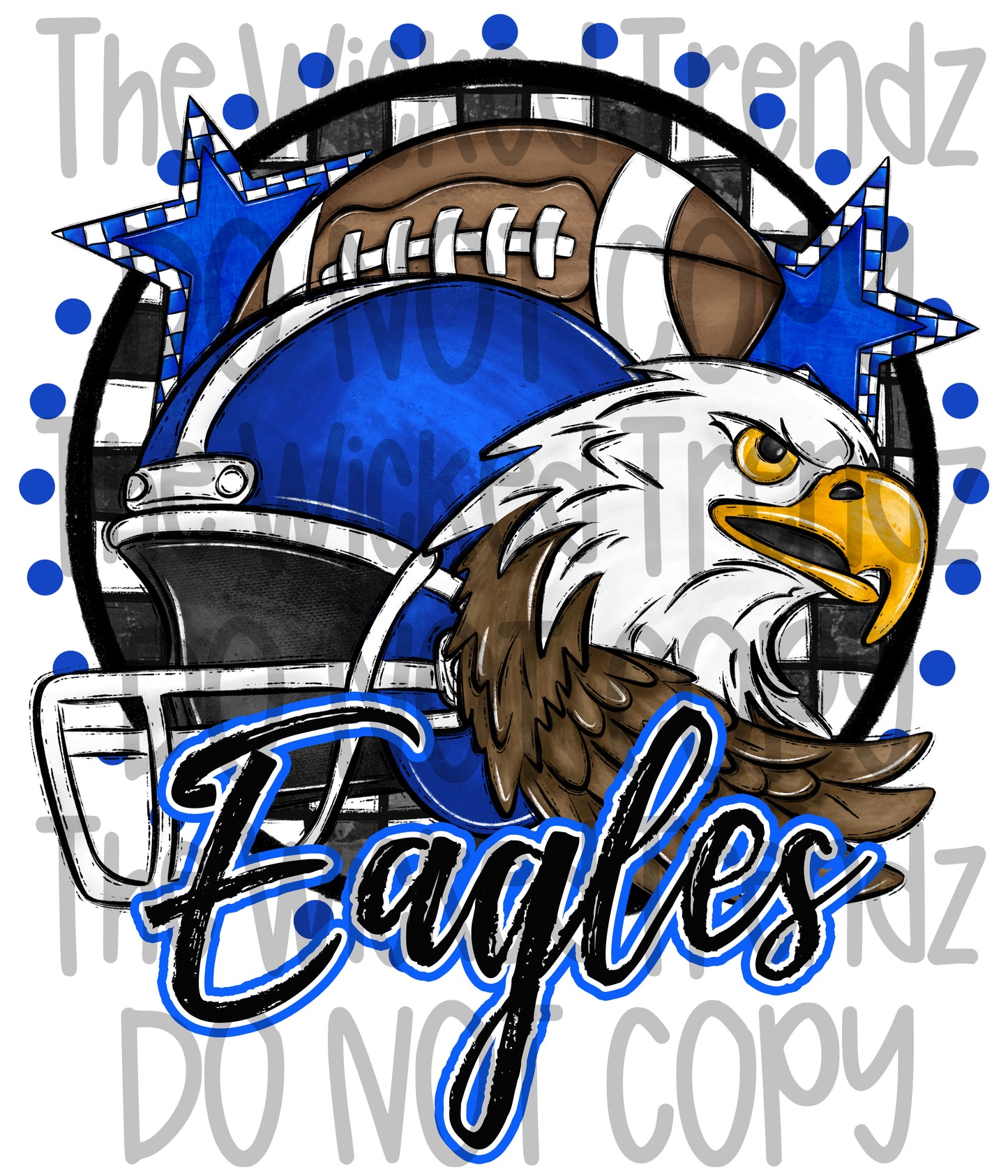 Blue Eagles Football Mascot Digital Design