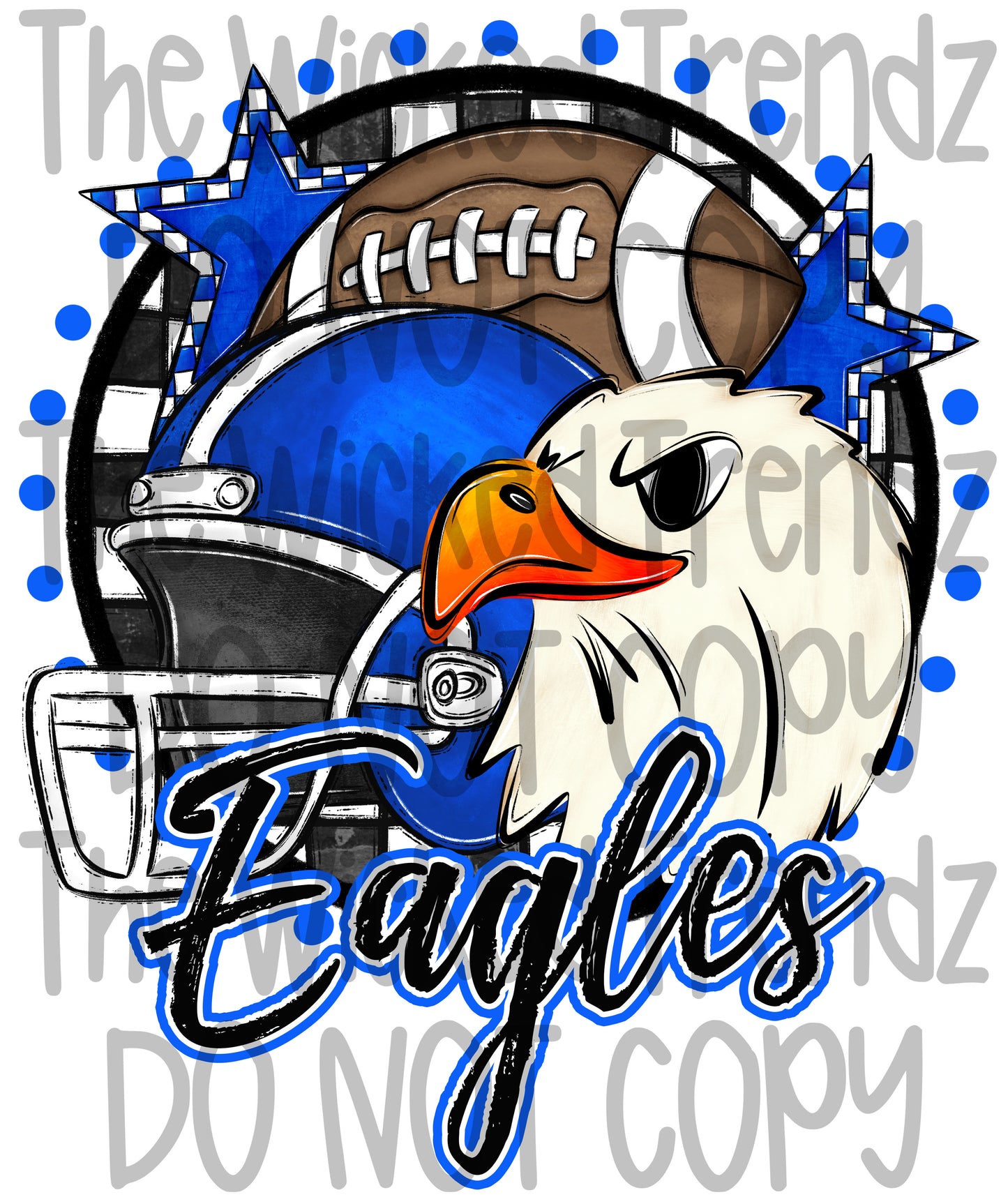 Blue Eagles Football Mascot Digital Design