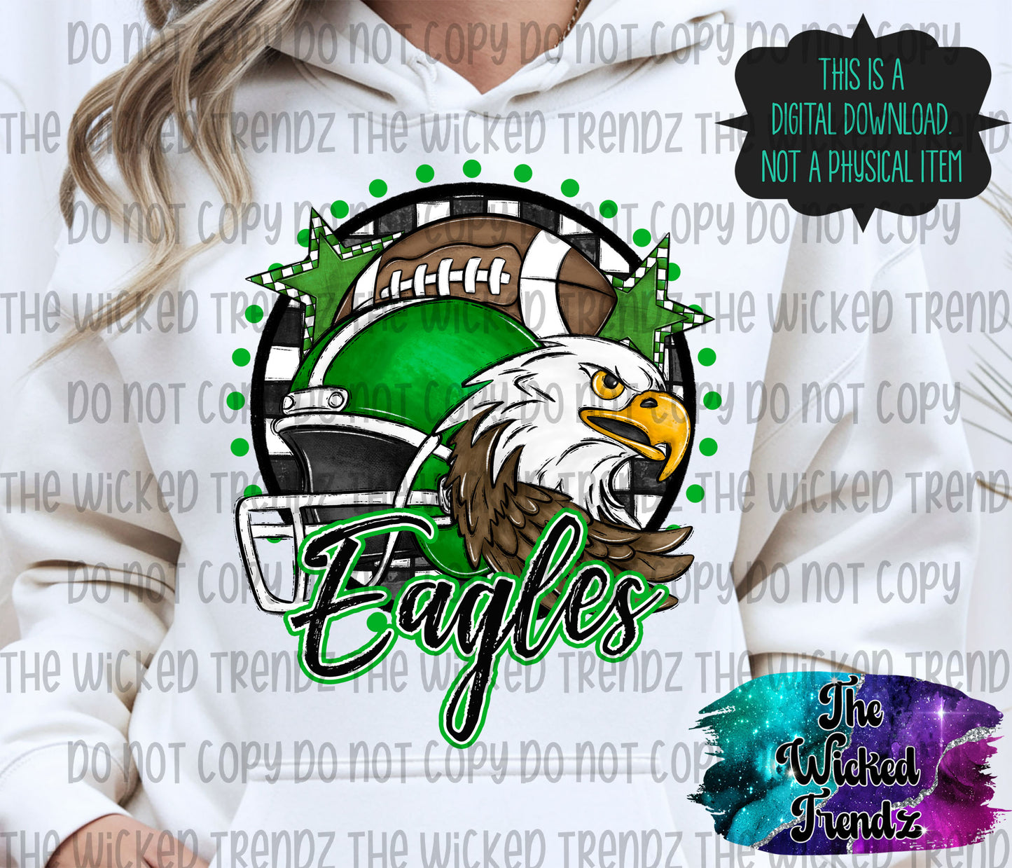 Green Eagles Football Mascot Digital Design