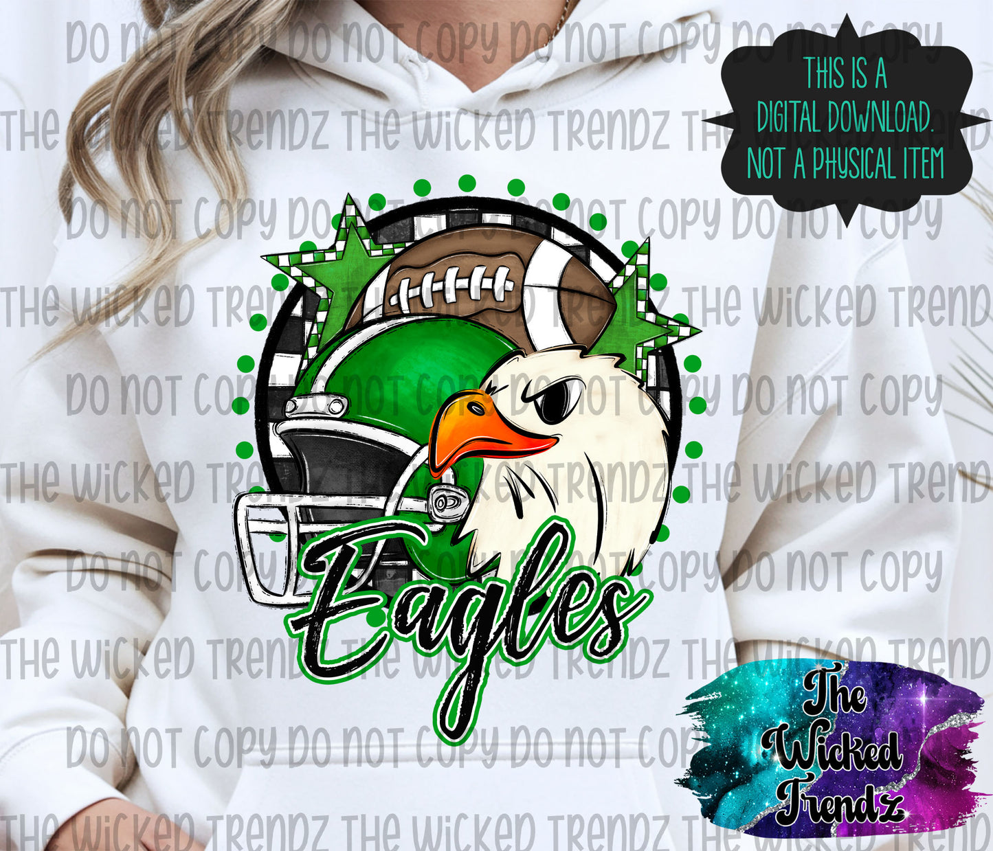 Green Eagles Football Mascot Digital Design