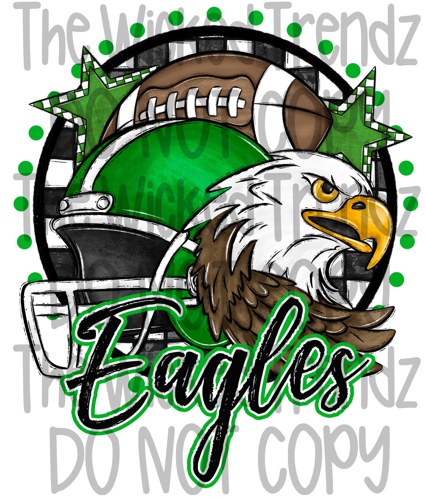 Green Eagles Football Mascot Digital Design