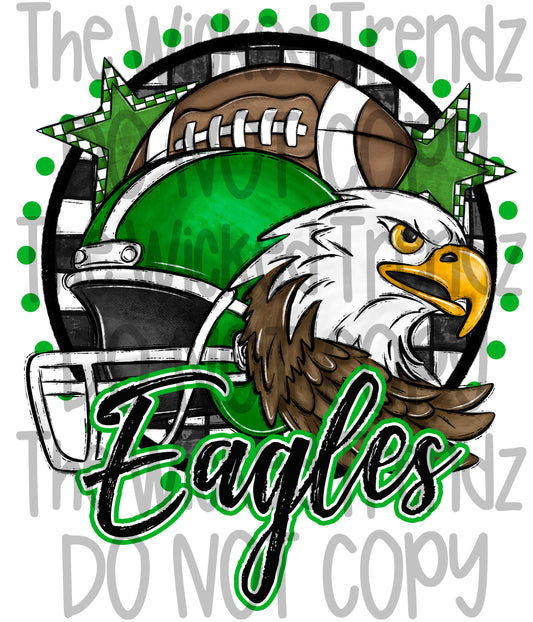 Green Eagles Football Mascot Digital Design