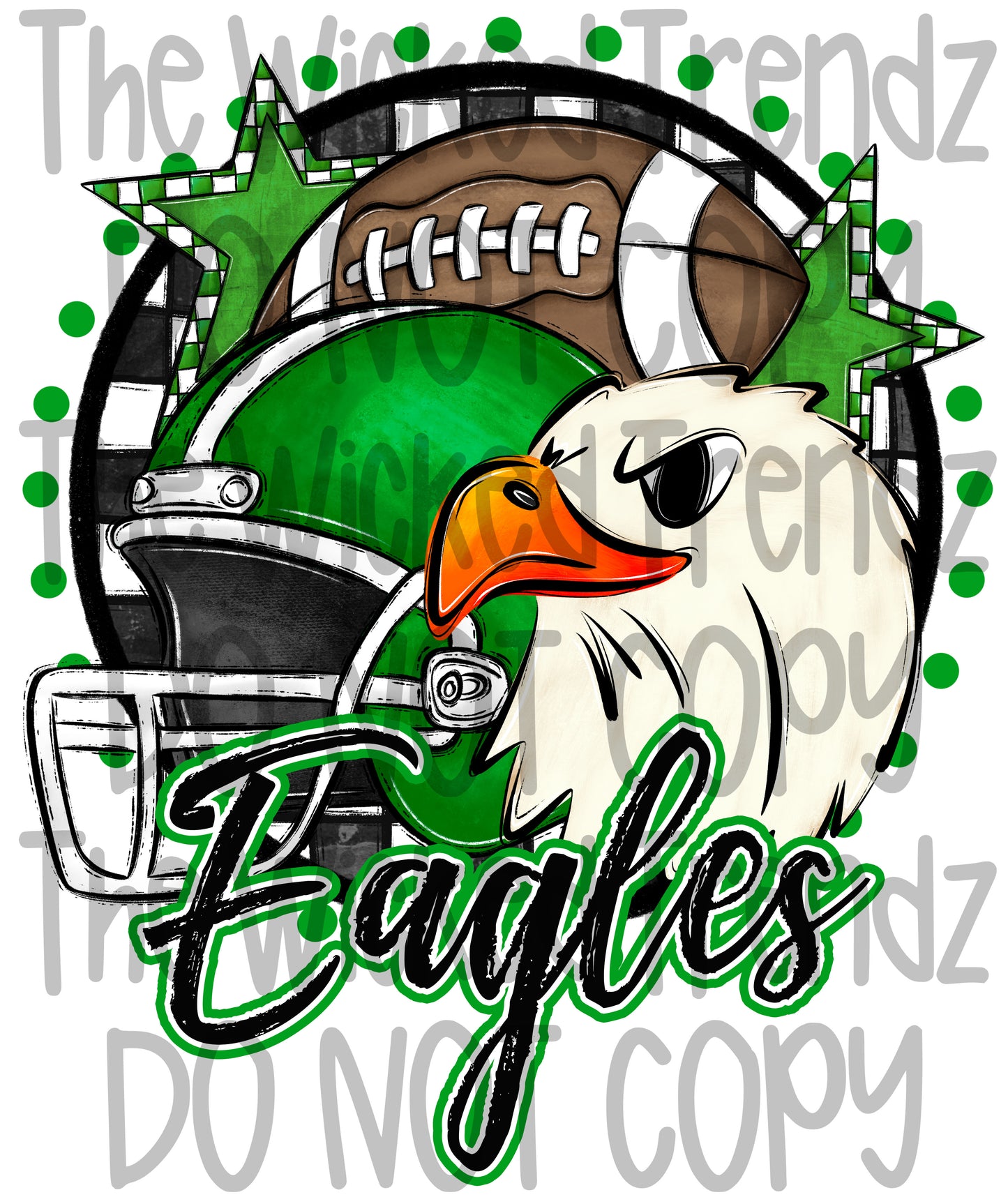 Green Eagles Football Mascot Digital Design