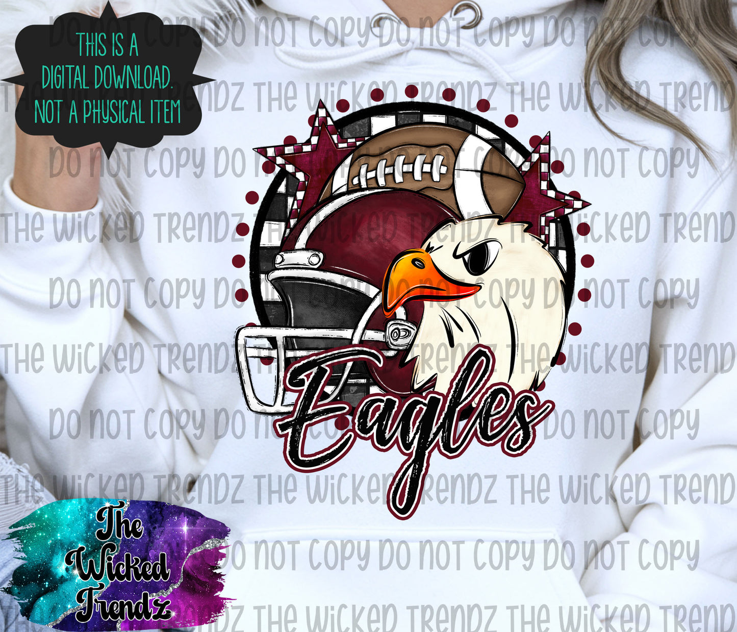 Maroon Eagles Football Mascot Digital Design