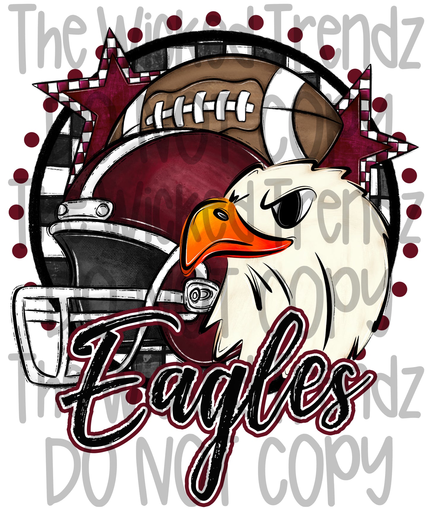 Maroon Eagles Football Mascot Digital Design