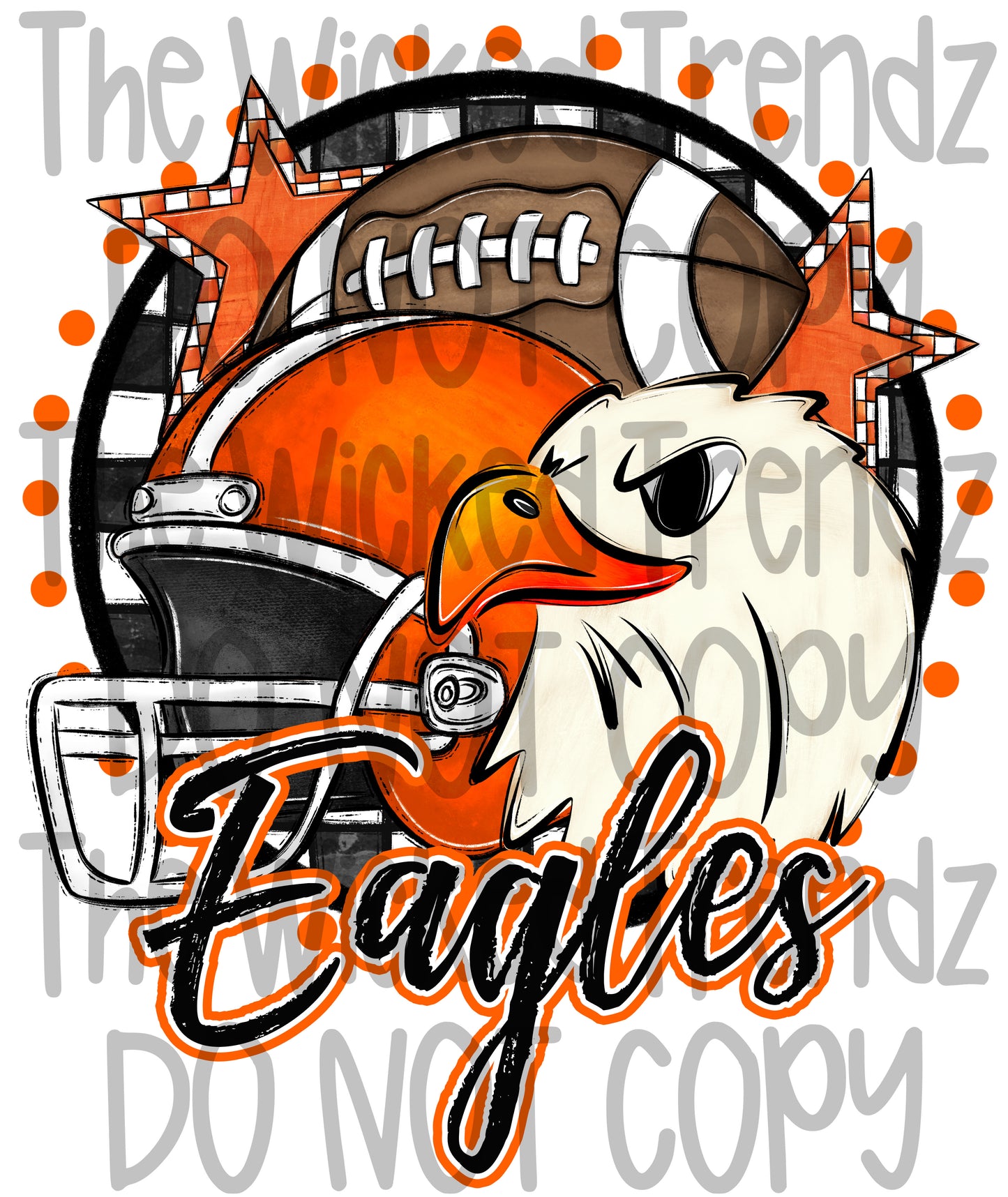 Orange Eagles Football Mascot Digital Design