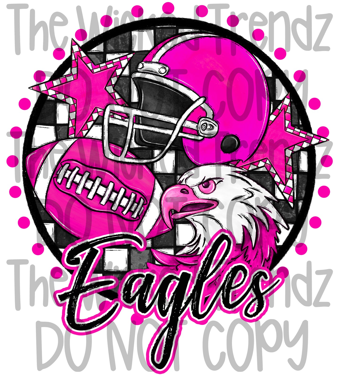 Eagles Pink Out Football Cheer Mascot Digital Design October Awareness