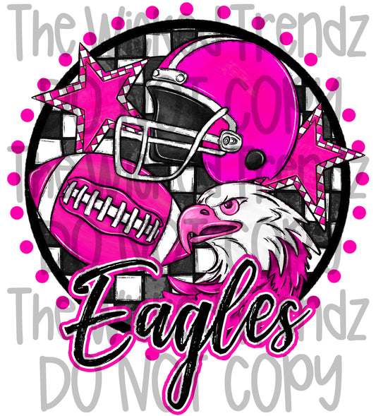 Eagles Pink Out Football Cheer Mascot Digital Design October Awareness