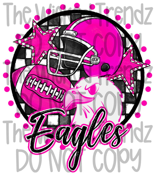Eagles Pink Out Football Cheer Mascot Digital Design October Awareness