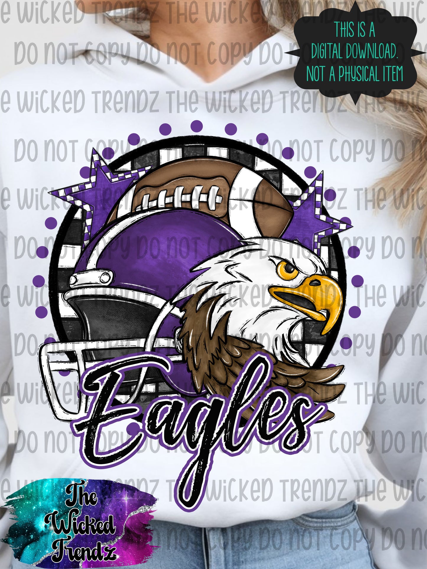 Purple Eagles Football Mascot Digital Design