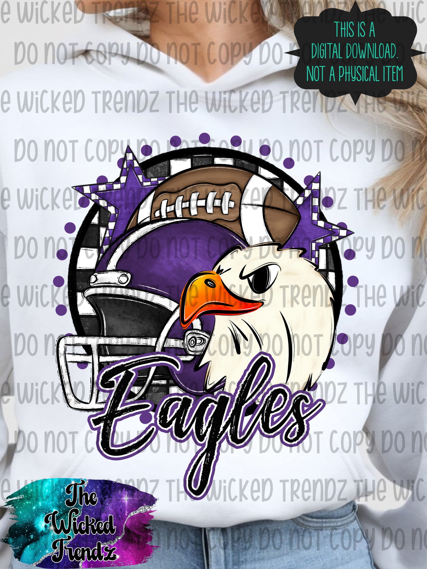 Purple Eagles Football Mascot Digital Design