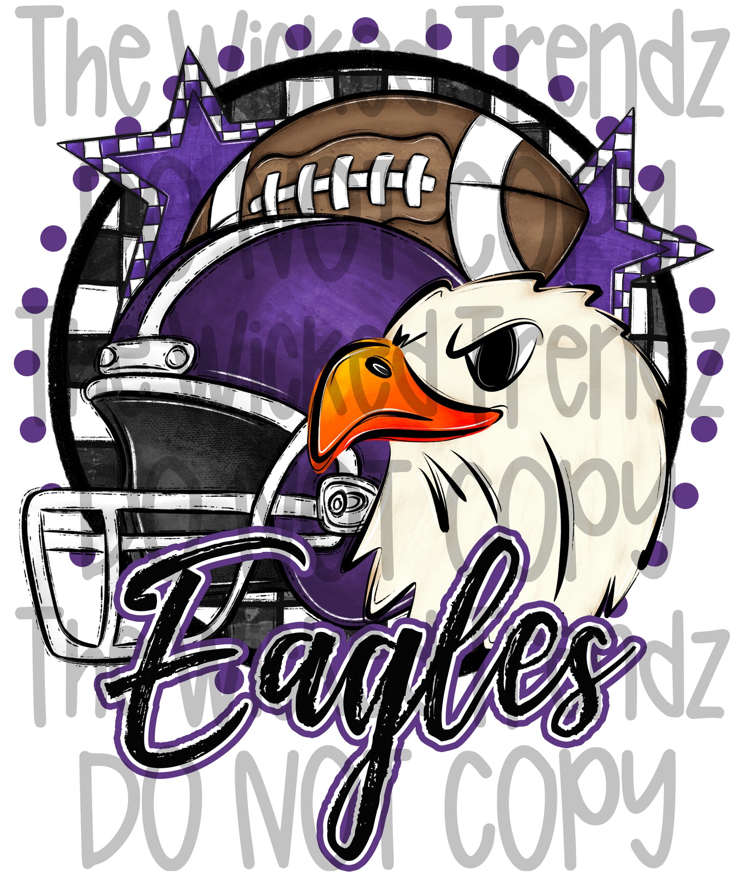 Purple Eagles Football Mascot Digital Design