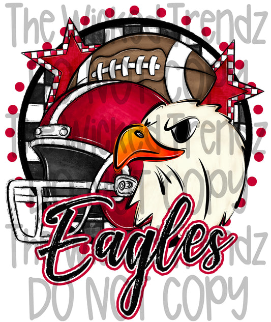 Red Eagles Football Mascot Digital Design