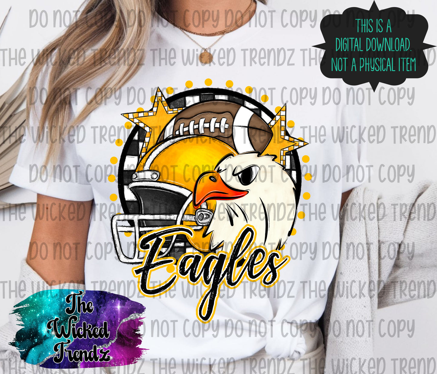 Yellow Eagles Football Mascot Digital Design