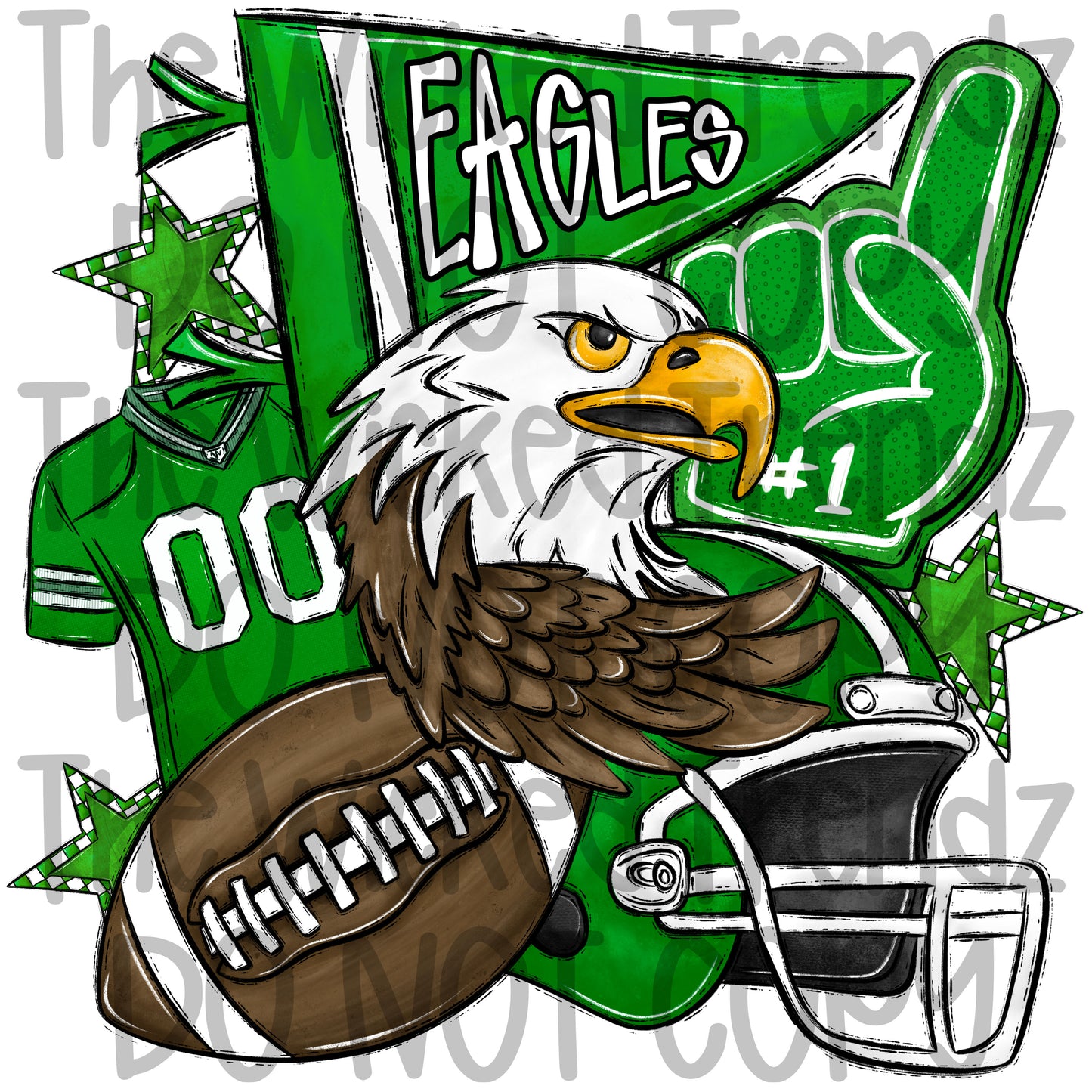 Green Eagles Football Mascot Digital Design