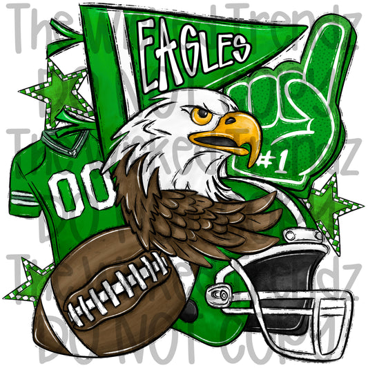 Green Eagles Football Mascot Digital Design