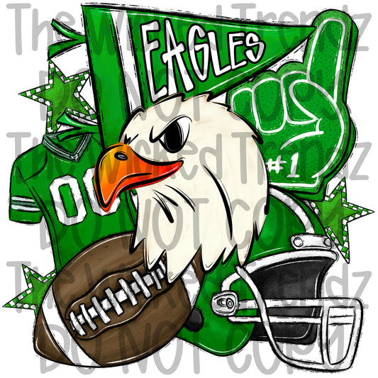 Green Eagles Football Mascot Digital Design