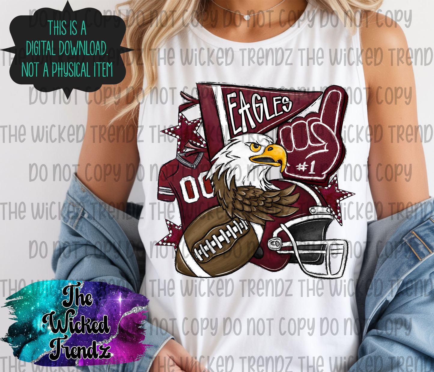 Maroon Eagles Football Mascot Digital Design