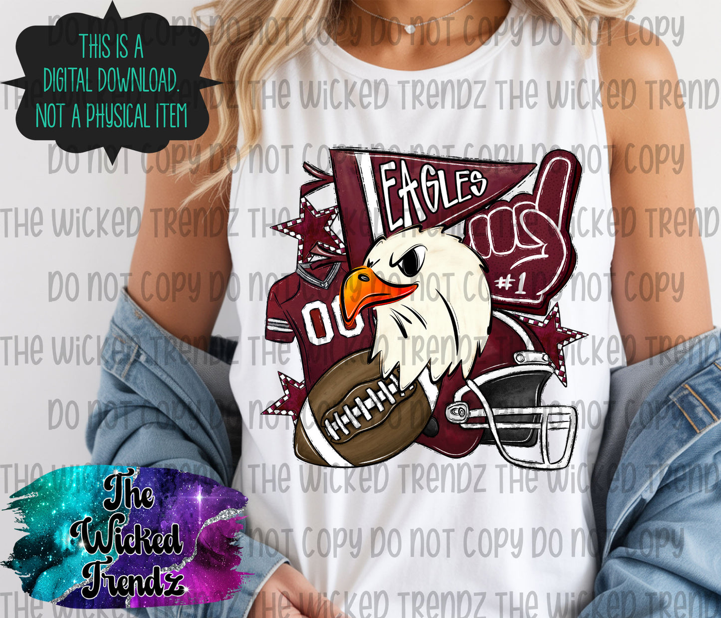 Maroon Eagles Football Mascot Digital Design