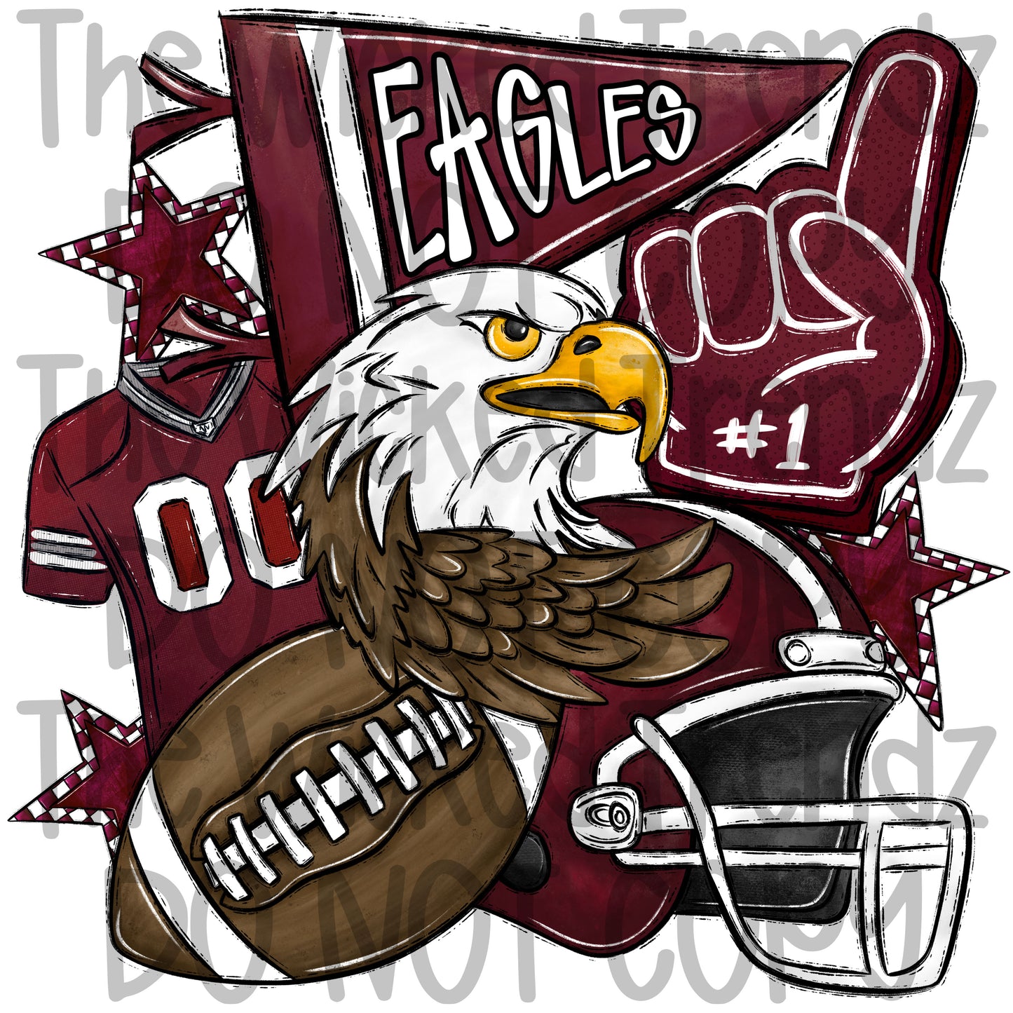 Maroon Eagles Football Mascot Digital Design
