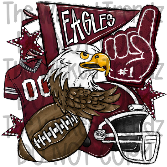 Maroon Eagles Football Mascot Digital Design