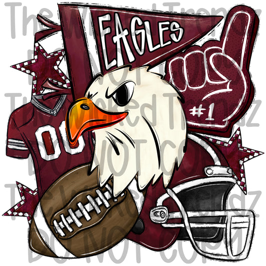 Maroon Eagles Football Mascot Digital Design