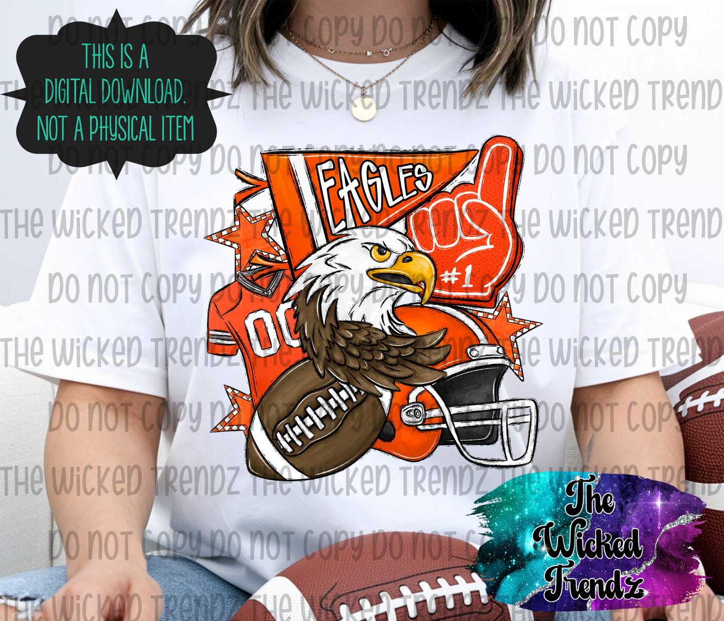 Orange Eagles Football Mascot Digital Design