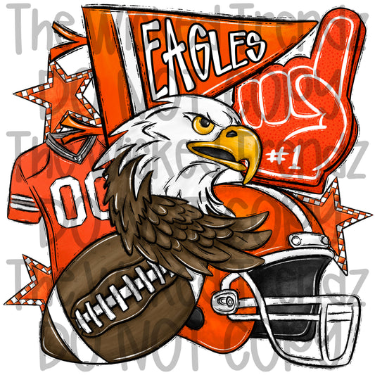 Orange Eagles Football Mascot Digital Design