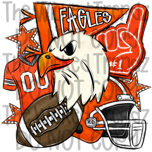 Orange Eagles Football Mascot Digital Design