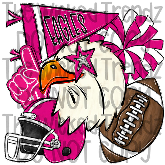 Eagles Pink Out Football Cheer Mascot Digital Design October Awareness