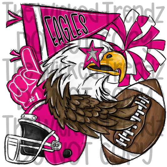 Eagles Pink Out Football Cheer Mascot Digital Design October Awareness
