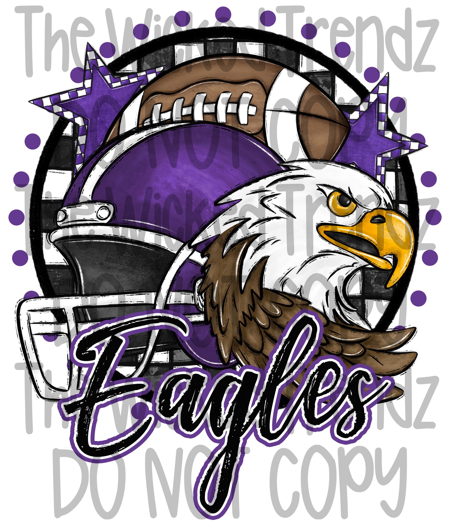Purple Eagles Football Mascot Digital Design