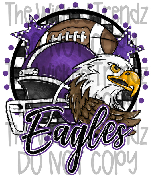 Purple Eagles Football Mascot Digital Design