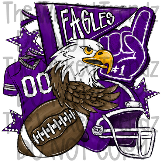 Purple Eagles Football Mascot Digital Design