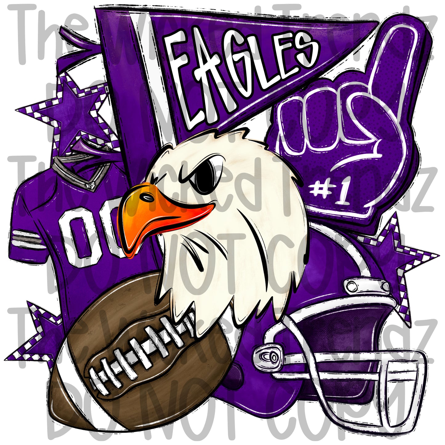 Purple Eagles Football Mascot Digital Design