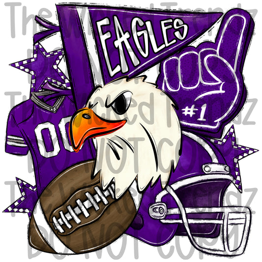 Purple Eagles Football Mascot Digital Design