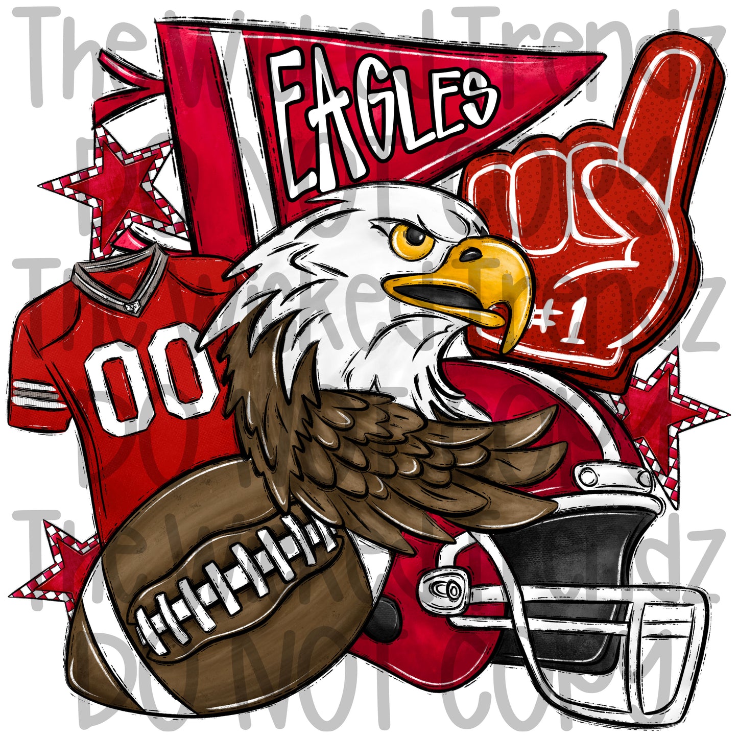 Red Eagles Football Mascot Digital Design