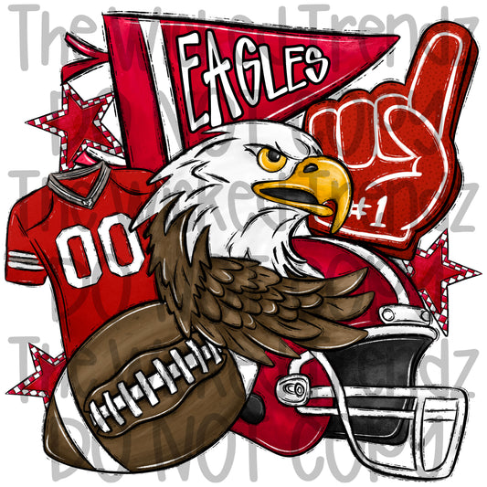 Red Eagles Football Mascot Digital Design