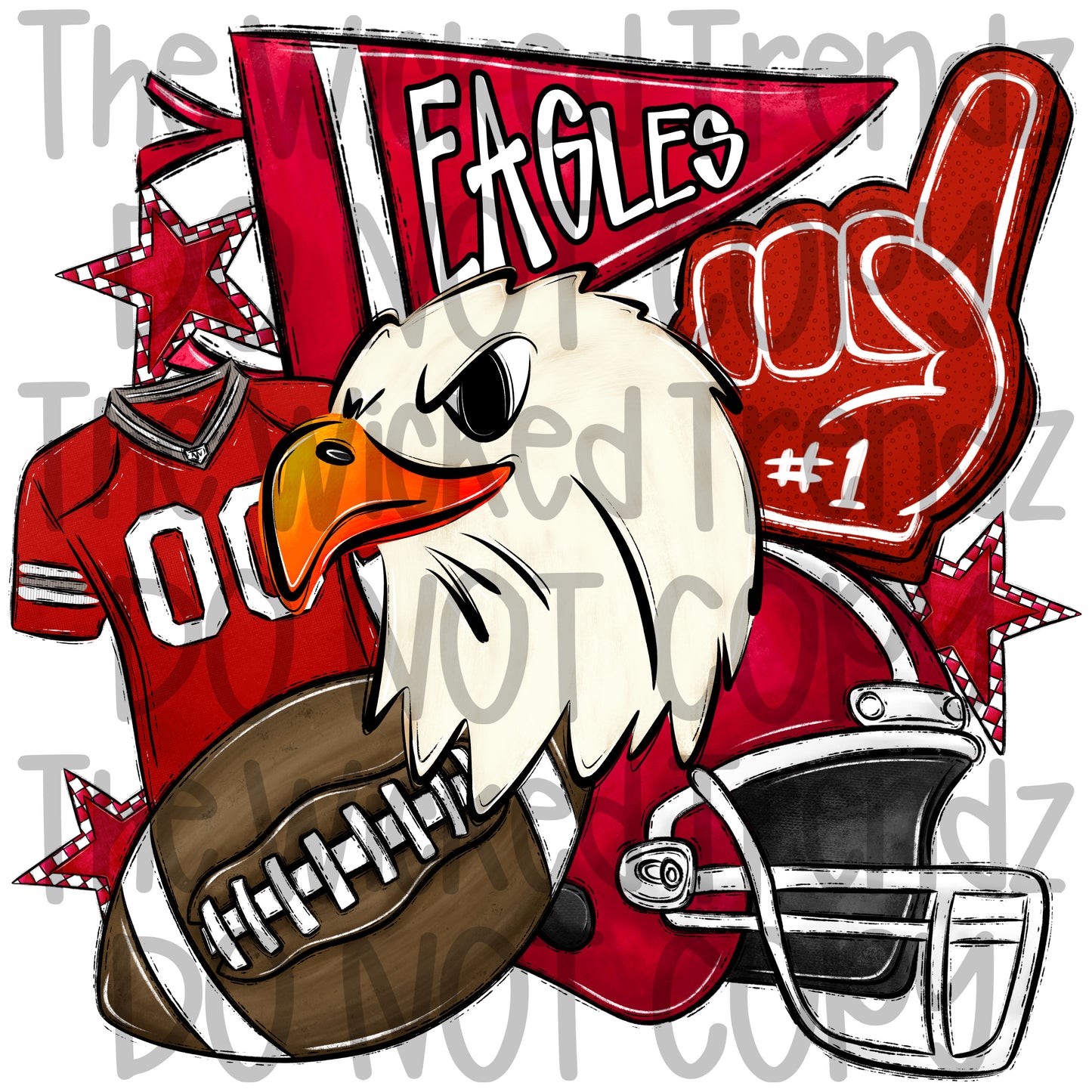 Red Eagles Football Mascot Digital Design