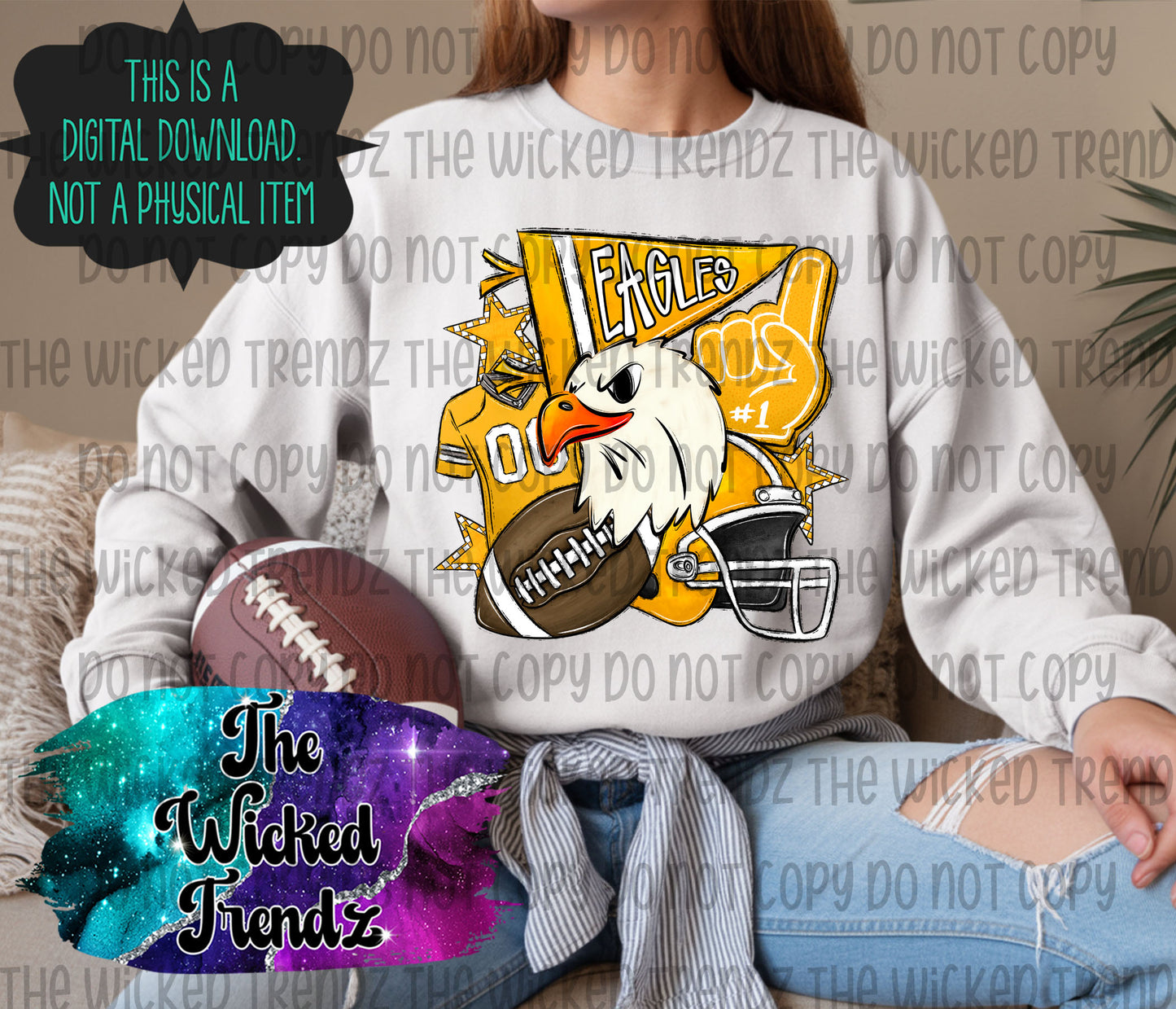 Yellow Eagles Football Mascot Digital Design
