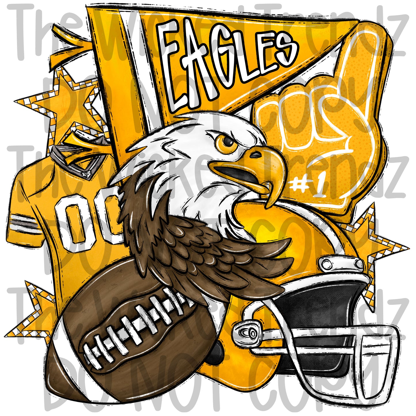 Yellow Eagles Football Mascot Digital Design