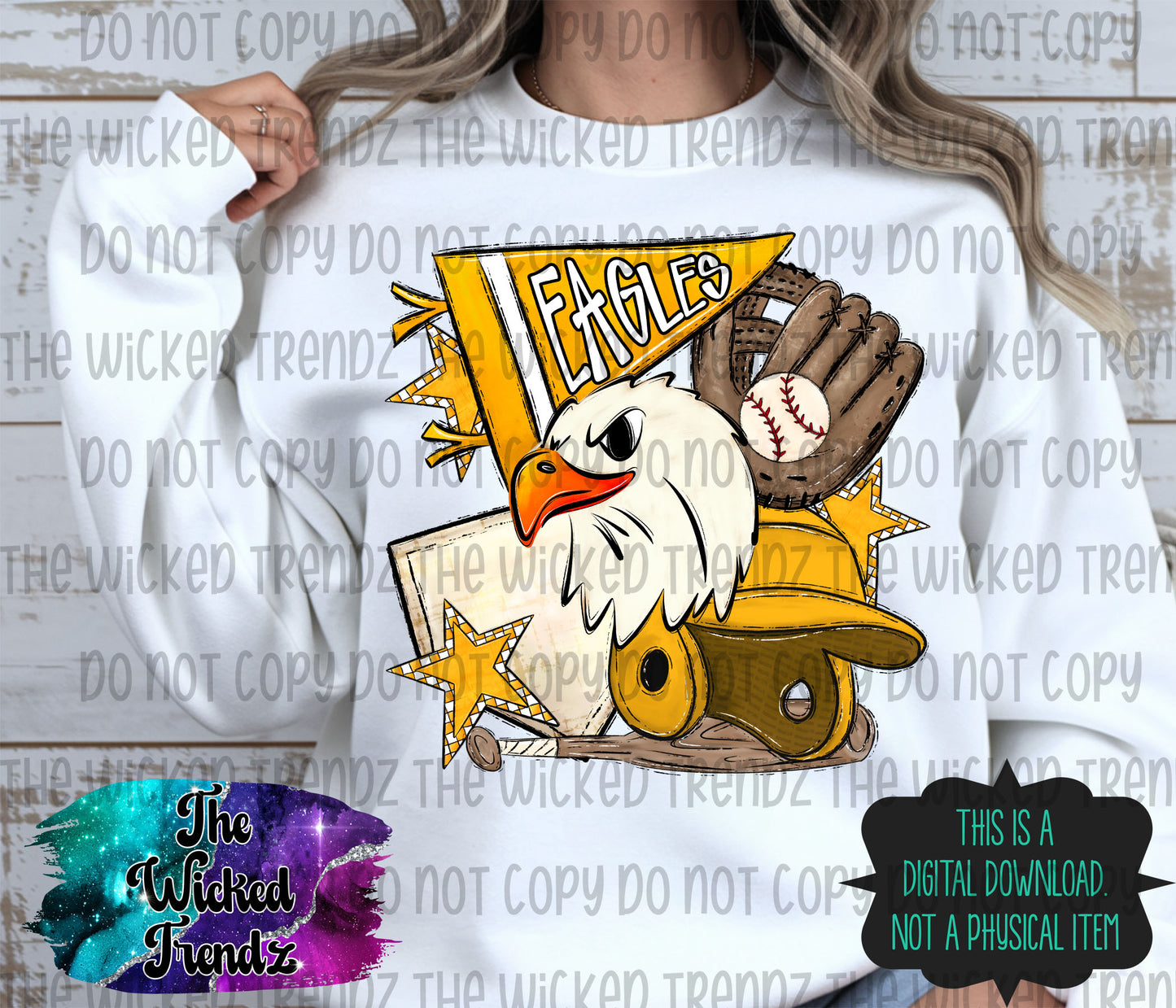Eagles Yellow Baseball Team Mascot Digital Design